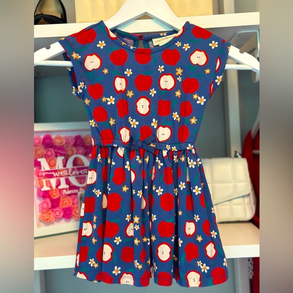 ⭐️5/$25 - Cynthia Rowley Apple 🍏 🍎 Motif Blue Dress